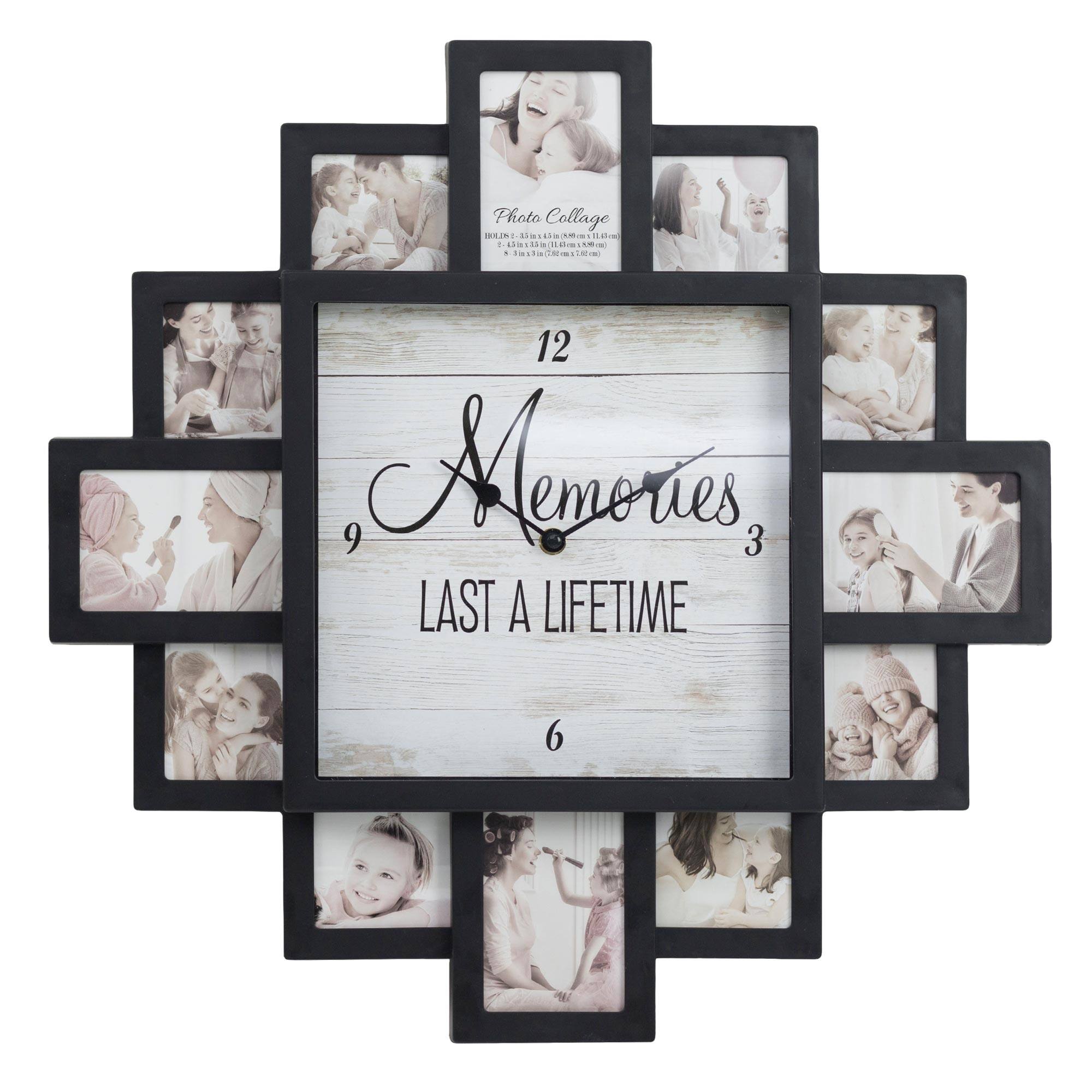 Black "Lifetime Memories" Picture Frame Wall Collage Clock